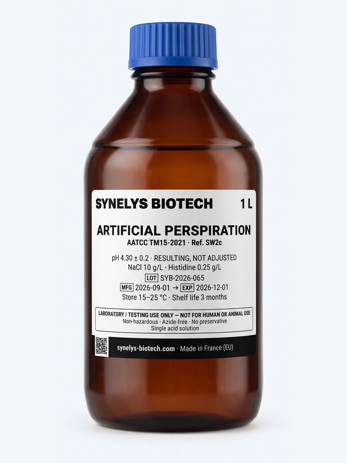 Transpiration artificielle · AATCC 15 · Synelys Biotech